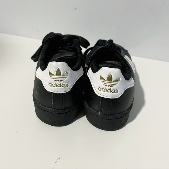 Adidas superstar black lace up ortholite shoes 13C, child leather runners - Picture 3 of 6